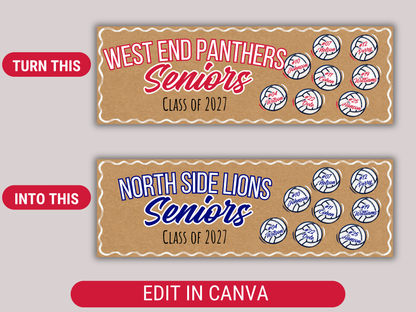 Editable Volleyball Senior Brown Paper Banner