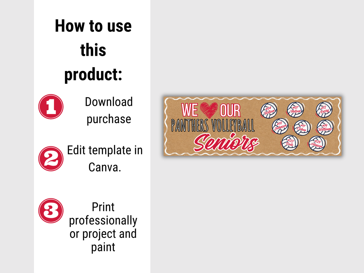 Editable Volleyball Senior Brown Paper Banner