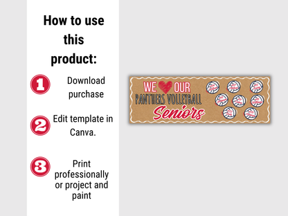 Editable Volleyball Senior Brown Paper Banner