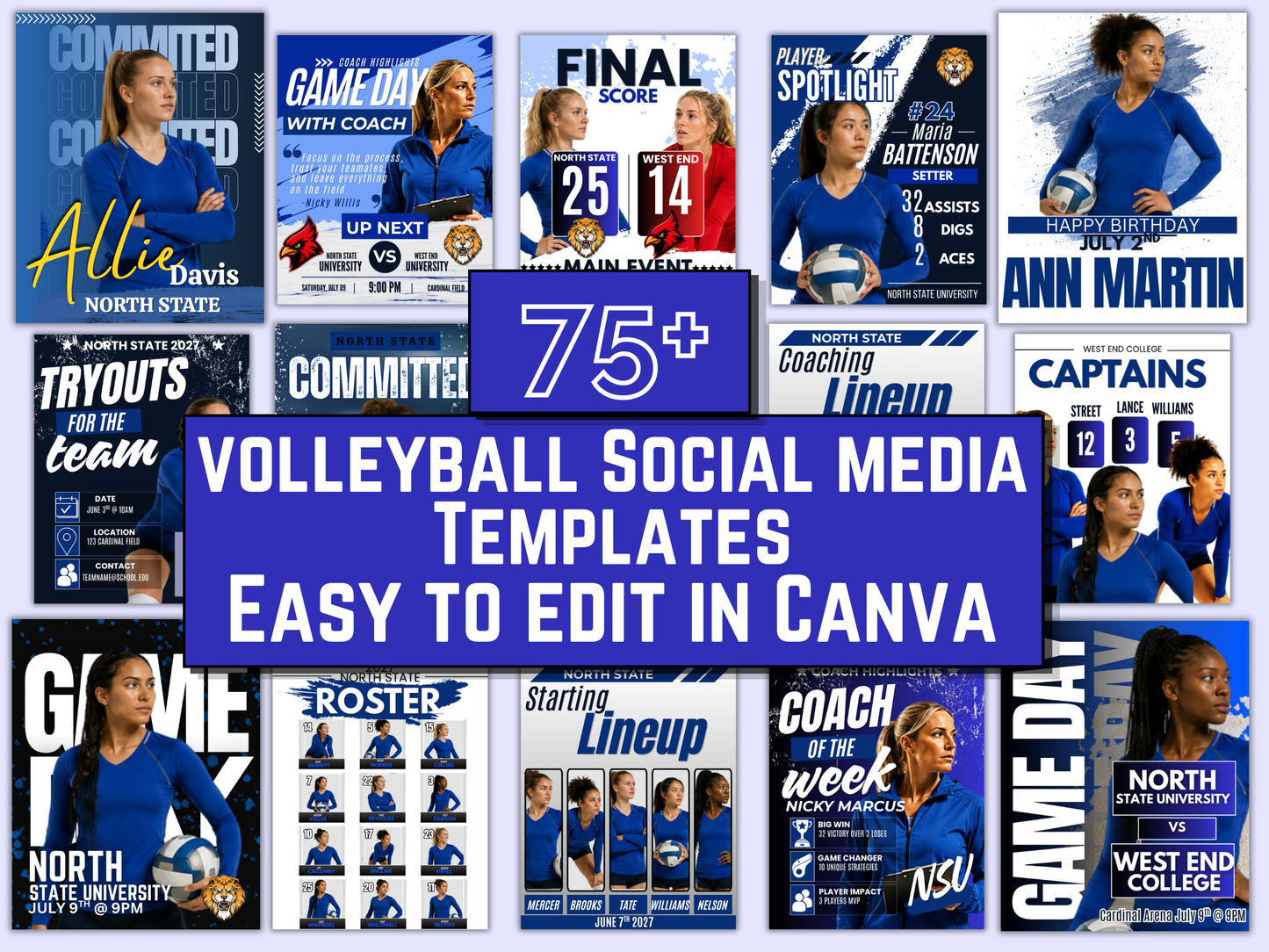 Volleyball Social Media Templates Bundle