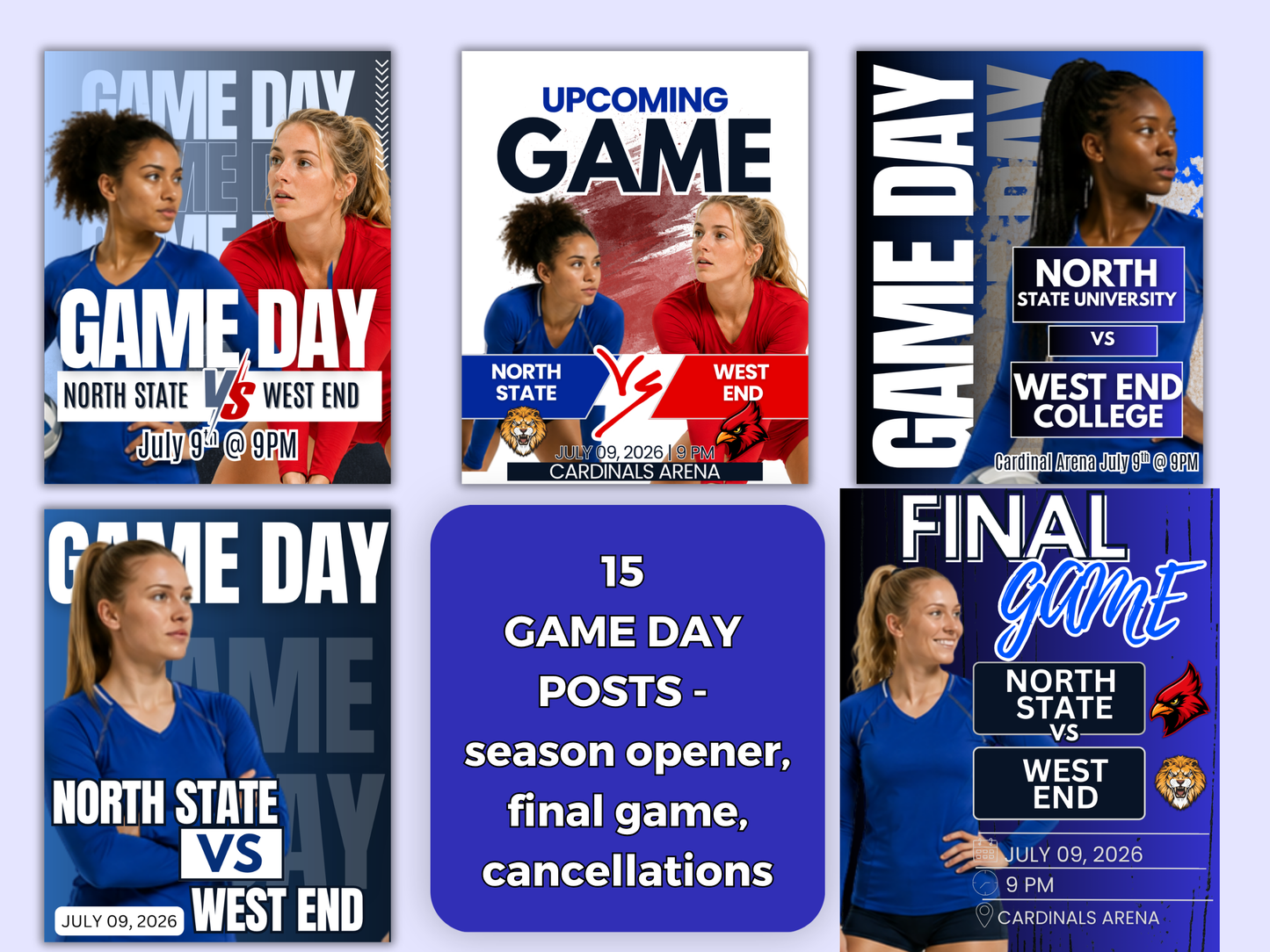 Volleyball Social Media Templates Bundle