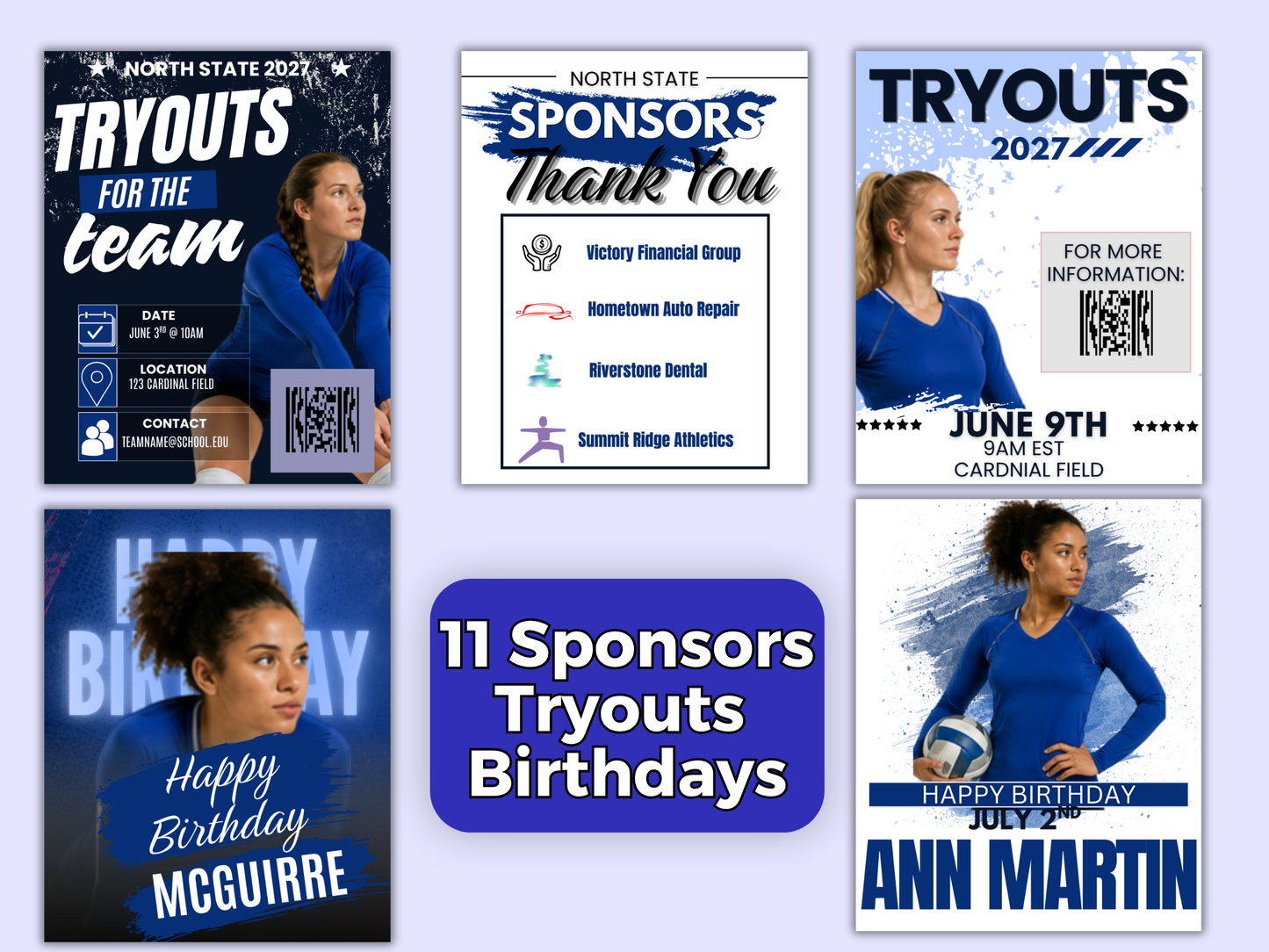 Volleyball Social Media Templates Bundle