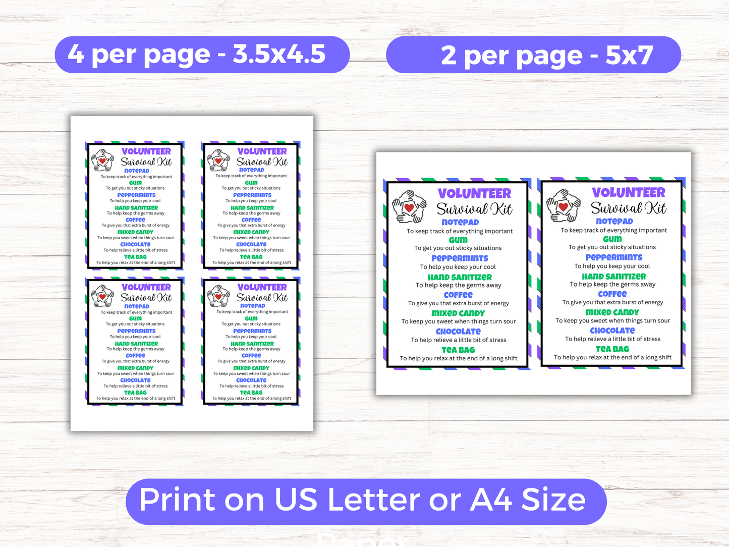 Editable Volunteer Survival Kit Gift Tags