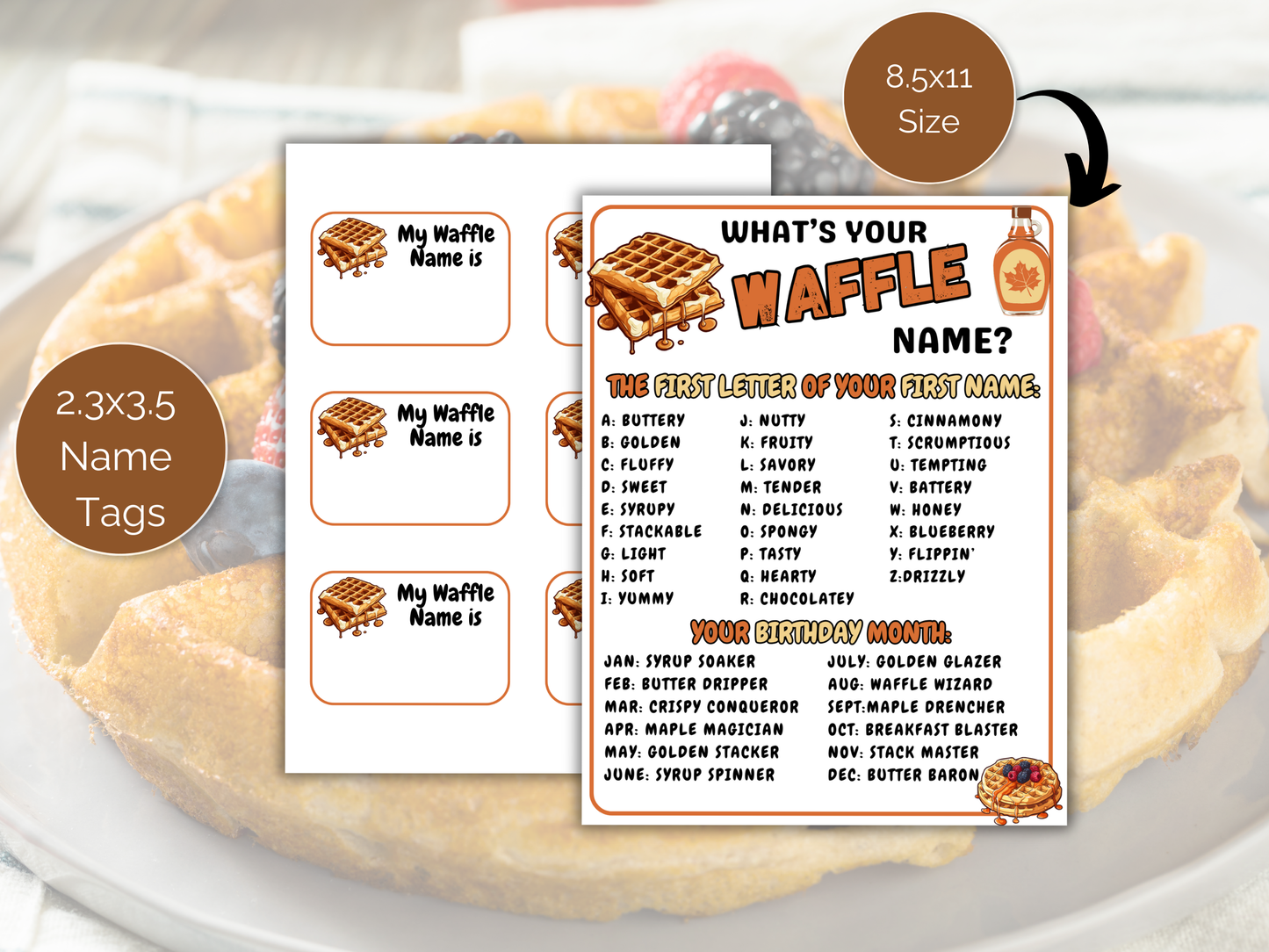 What's Your Waffle Name Game + Name Tags