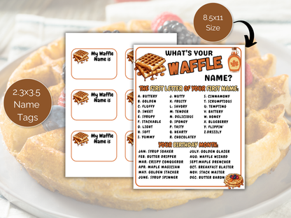 What's Your Waffle Name Game + Name Tags