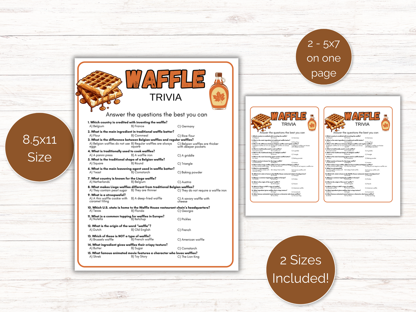 Waffle Trivia Game