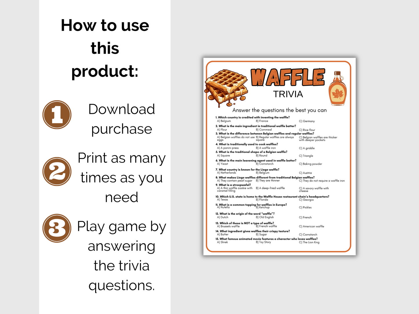 Waffle Trivia Game