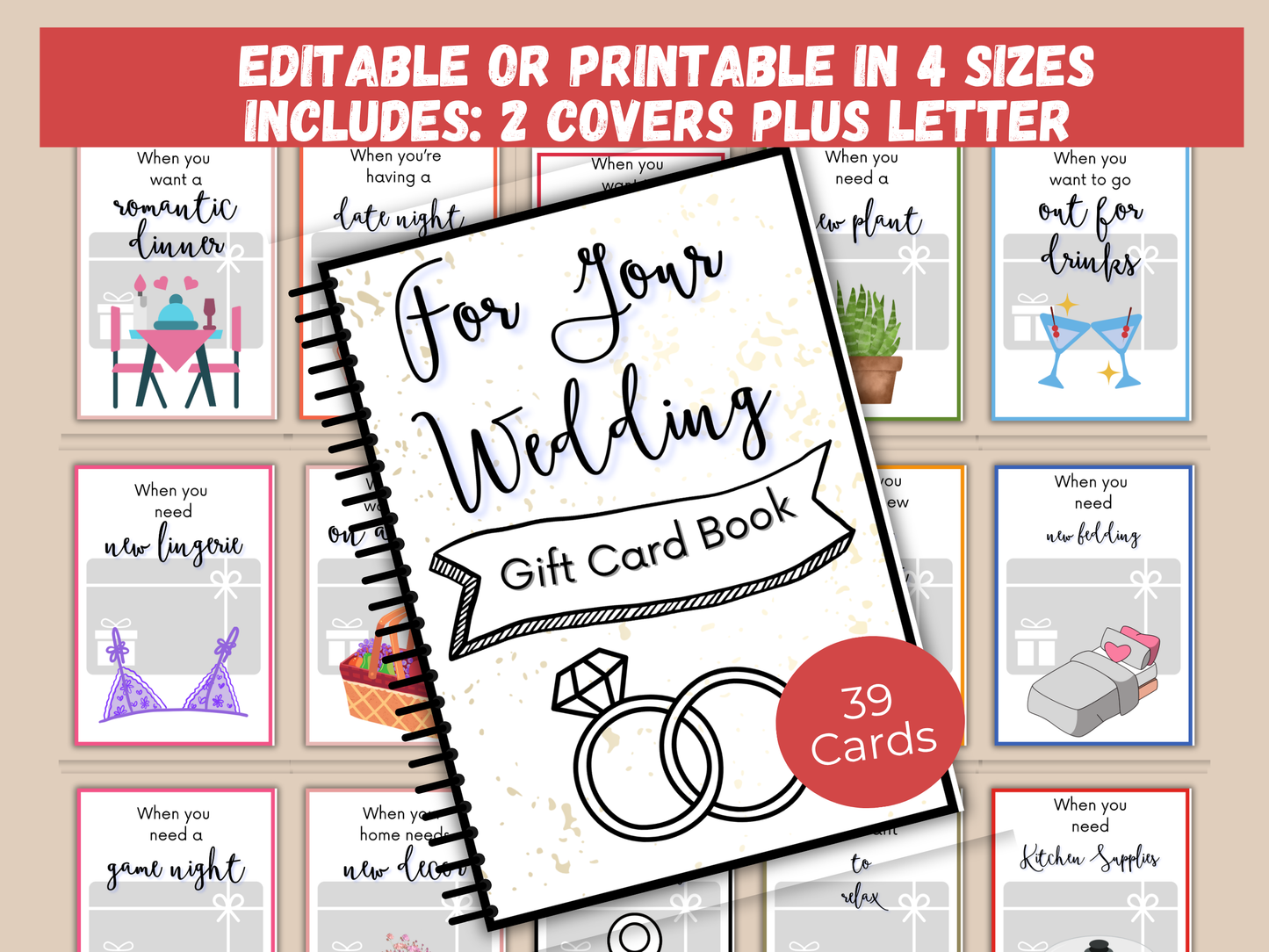 Wedding Gift Card Book Editable or Printable