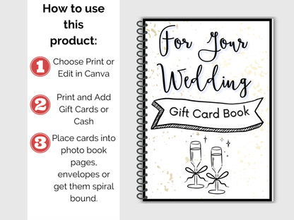 Wedding Gift Card Book Editable or Printable