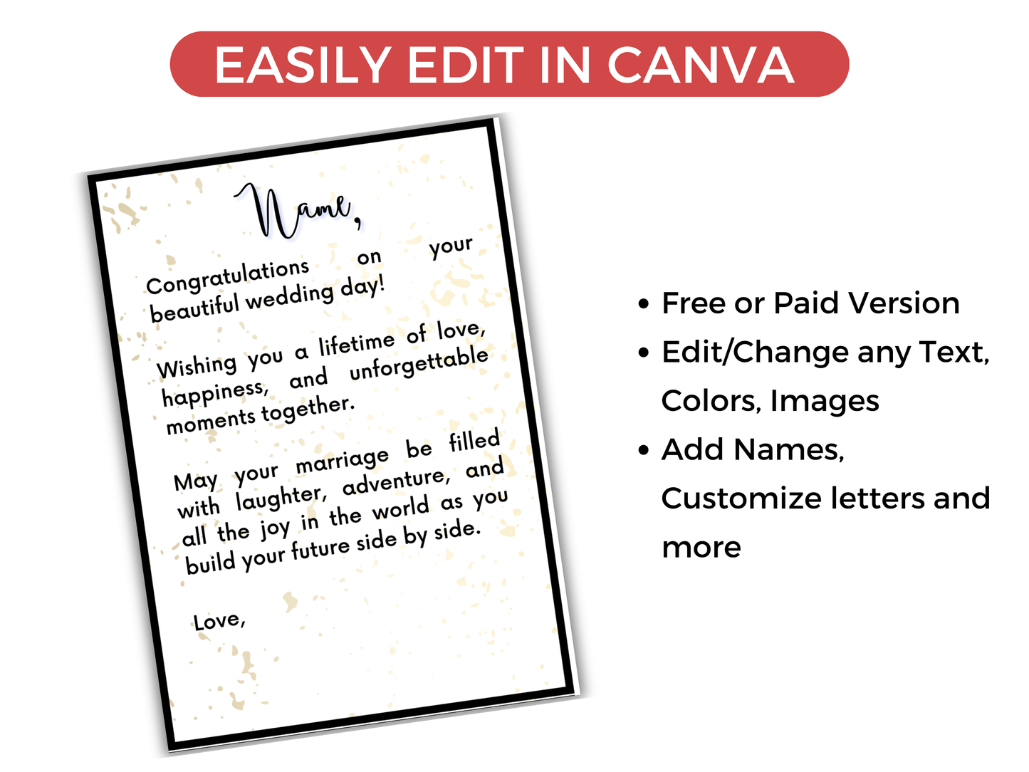 Wedding Gift Card Book Editable or Printable