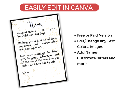 Wedding Gift Card Book Editable or Printable