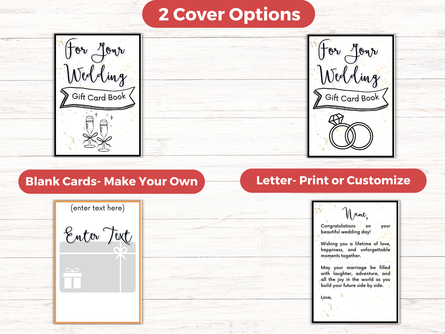 Wedding Gift Card Book Editable or Printable