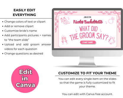 What Did The Groom Say Bachelorette Trivia Game