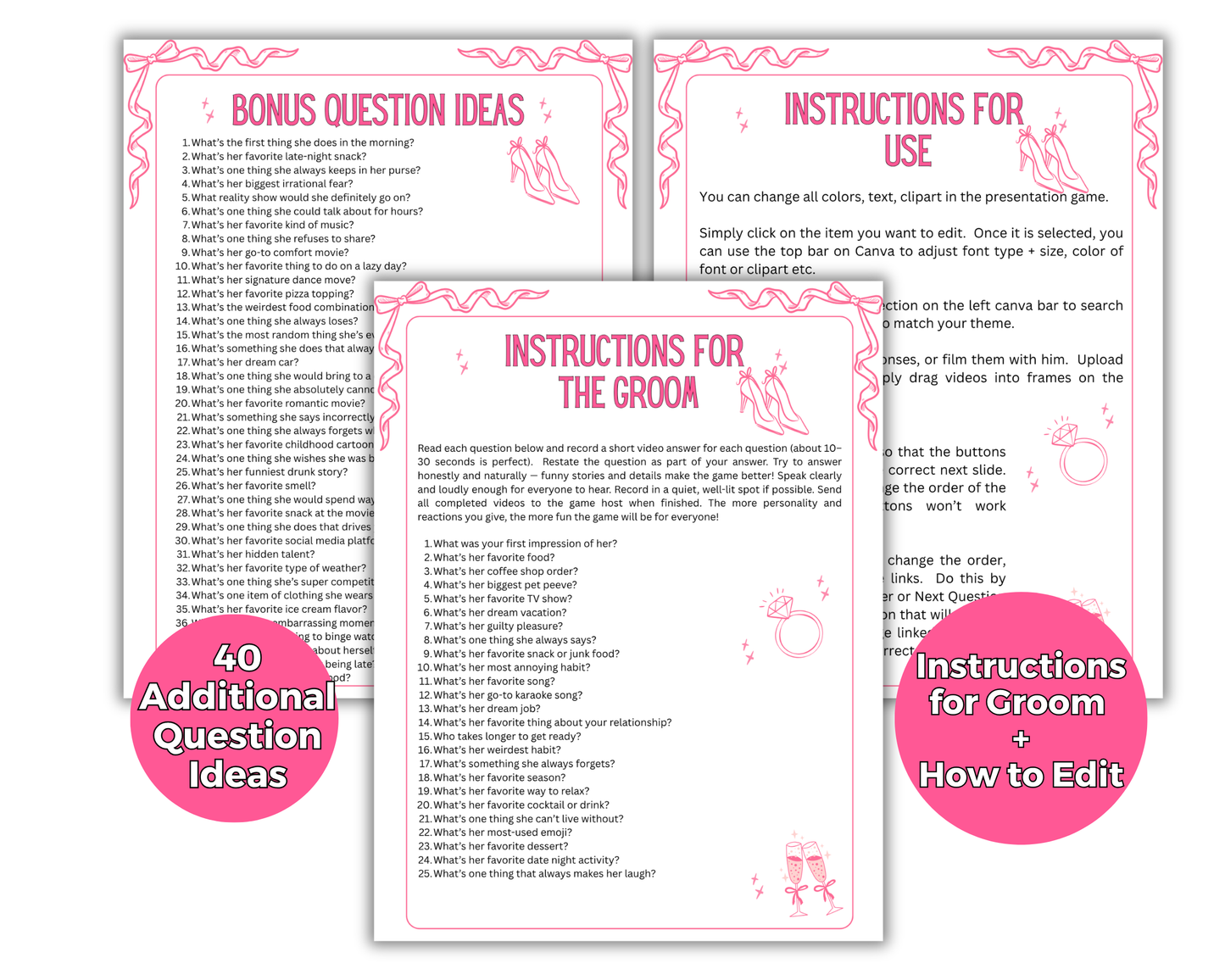 What Did The Groom Say Bachelorette Trivia Game