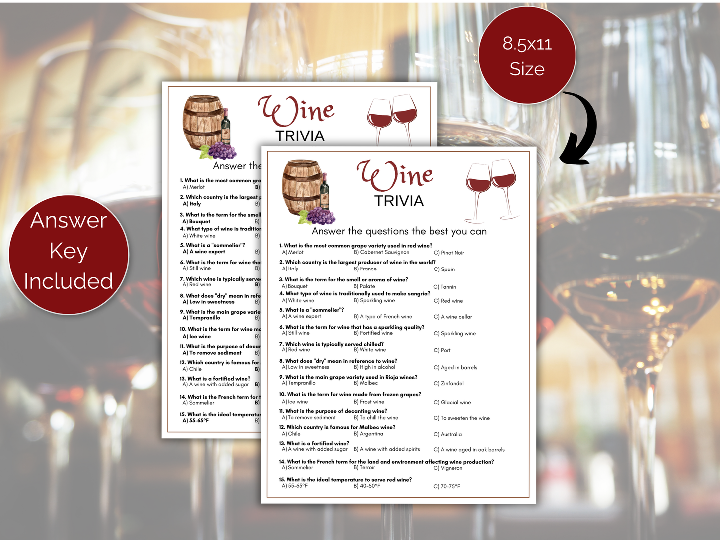 Wine Trivia Game