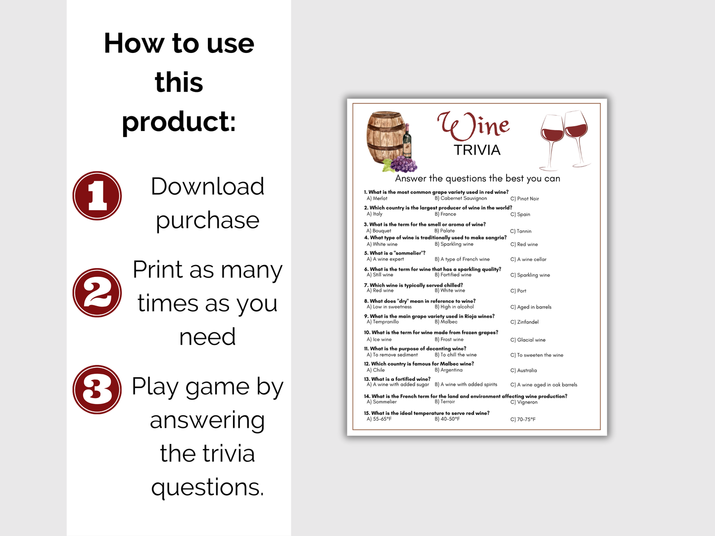 Wine Trivia Game