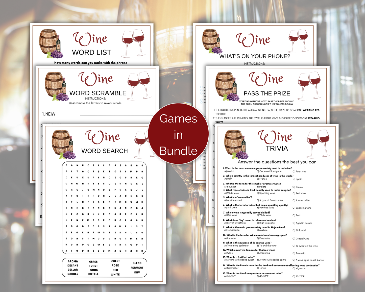 Wine Party Game Bundle