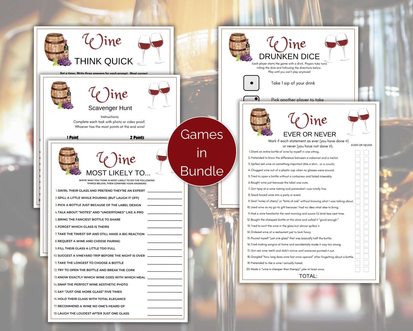 Wine Party Game Bundle