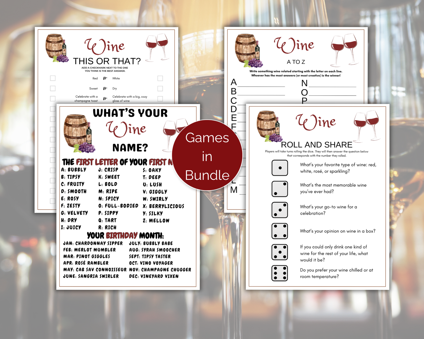 Wine Party Game Bundle