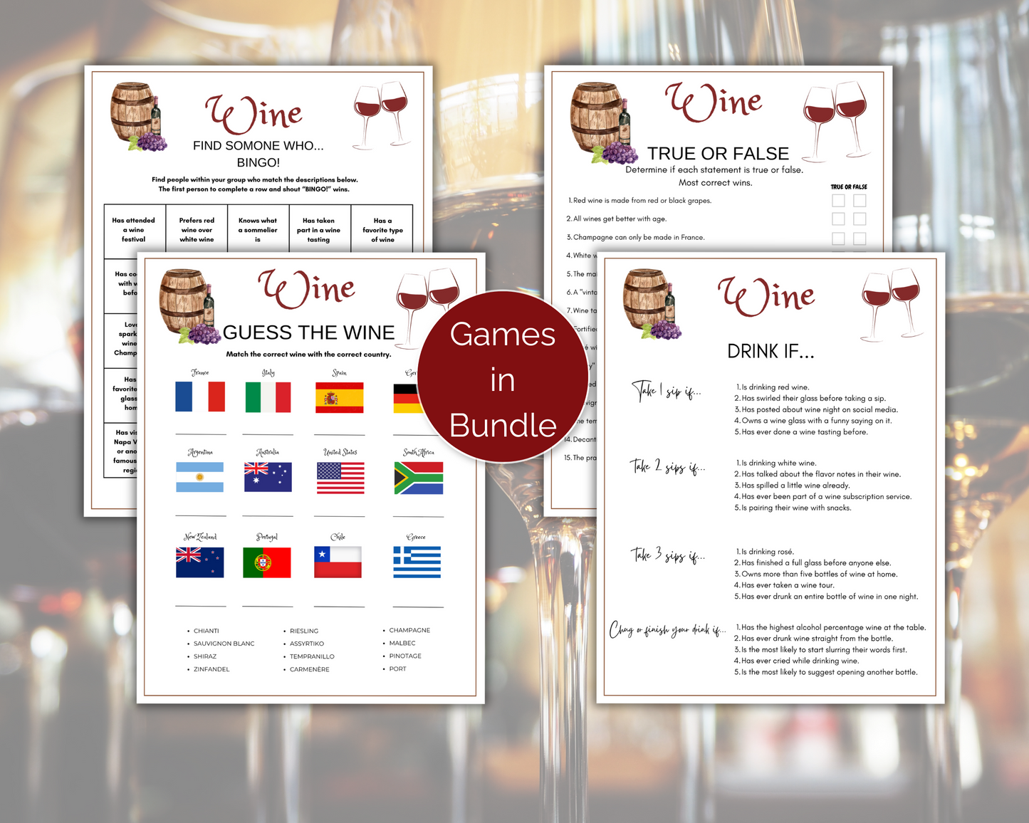 Wine Party Game Bundle