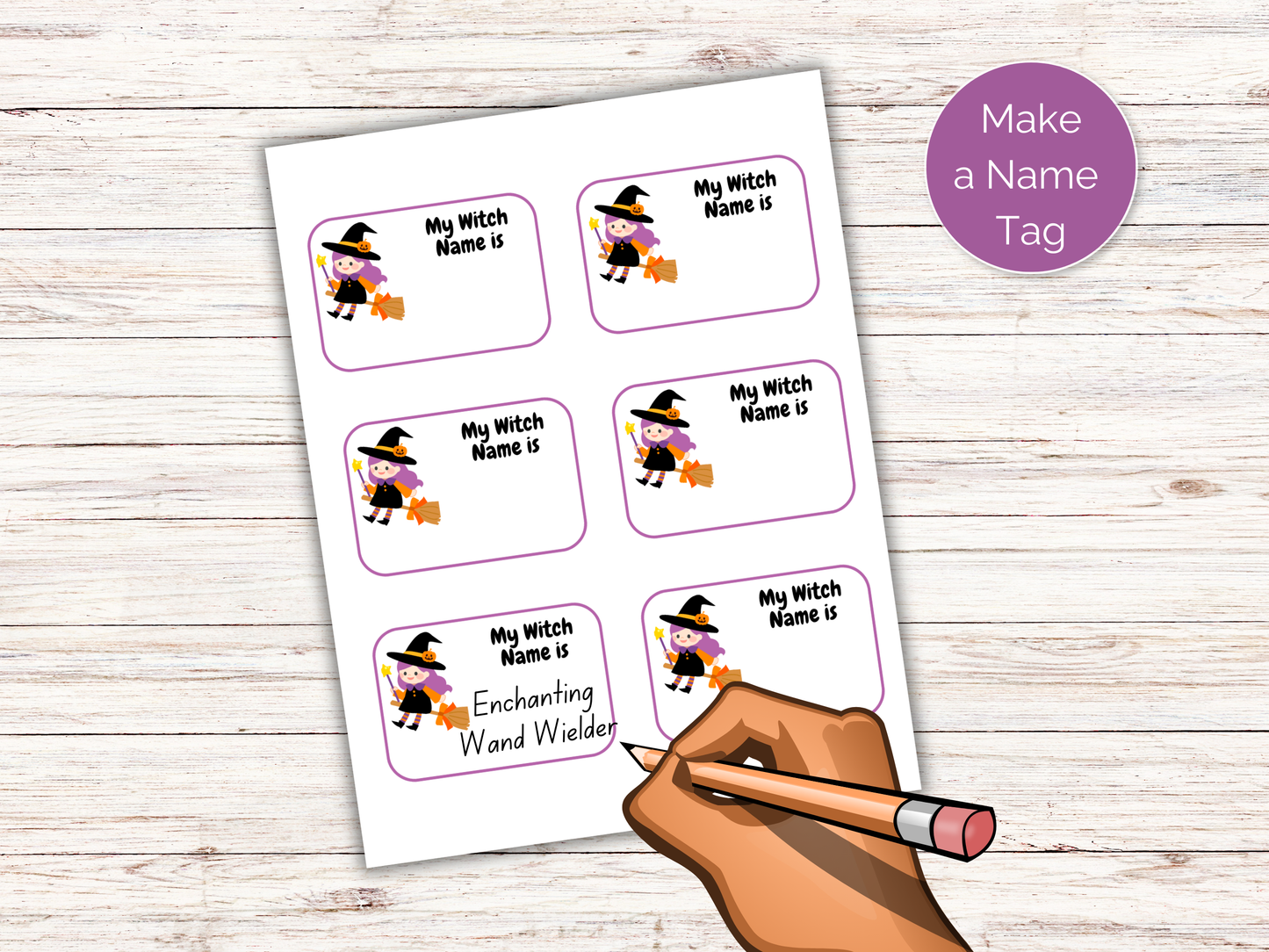 What's Your Witch Name Game + Name Tags