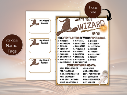 What's Your Wizard Name Game + Name Tags