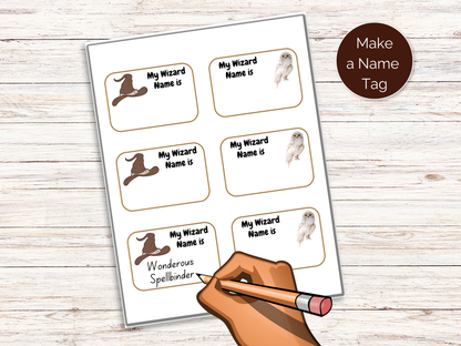 What's Your Wizard Name Game + Name Tags