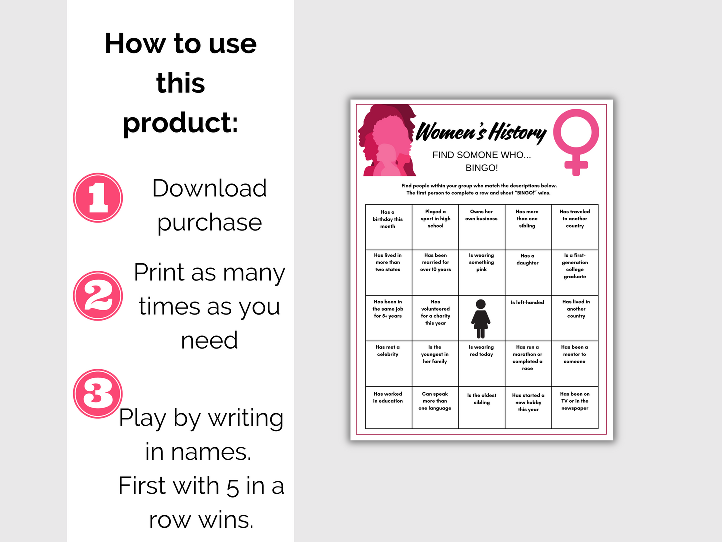 Womens History Month Find Someone Who
