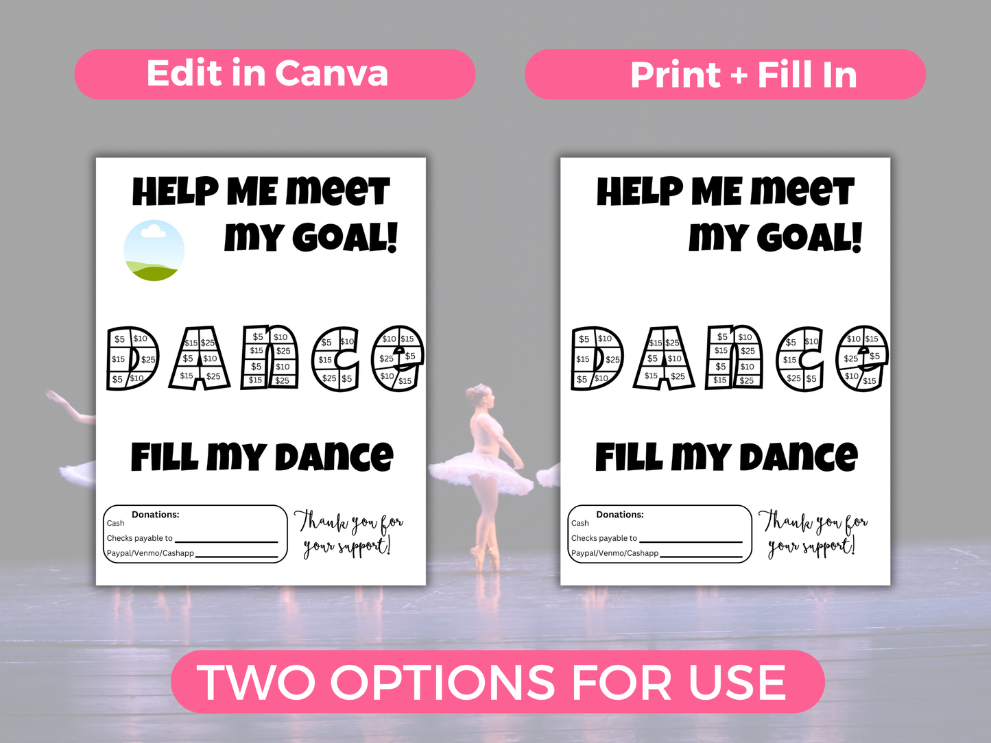 Editable Fill My Dance Fundraiser Template