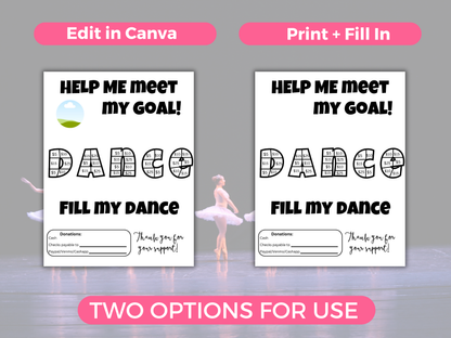 Editable Fill My Dance Fundraiser Template