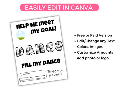 Editable Fill My Dance Fundraiser Template
