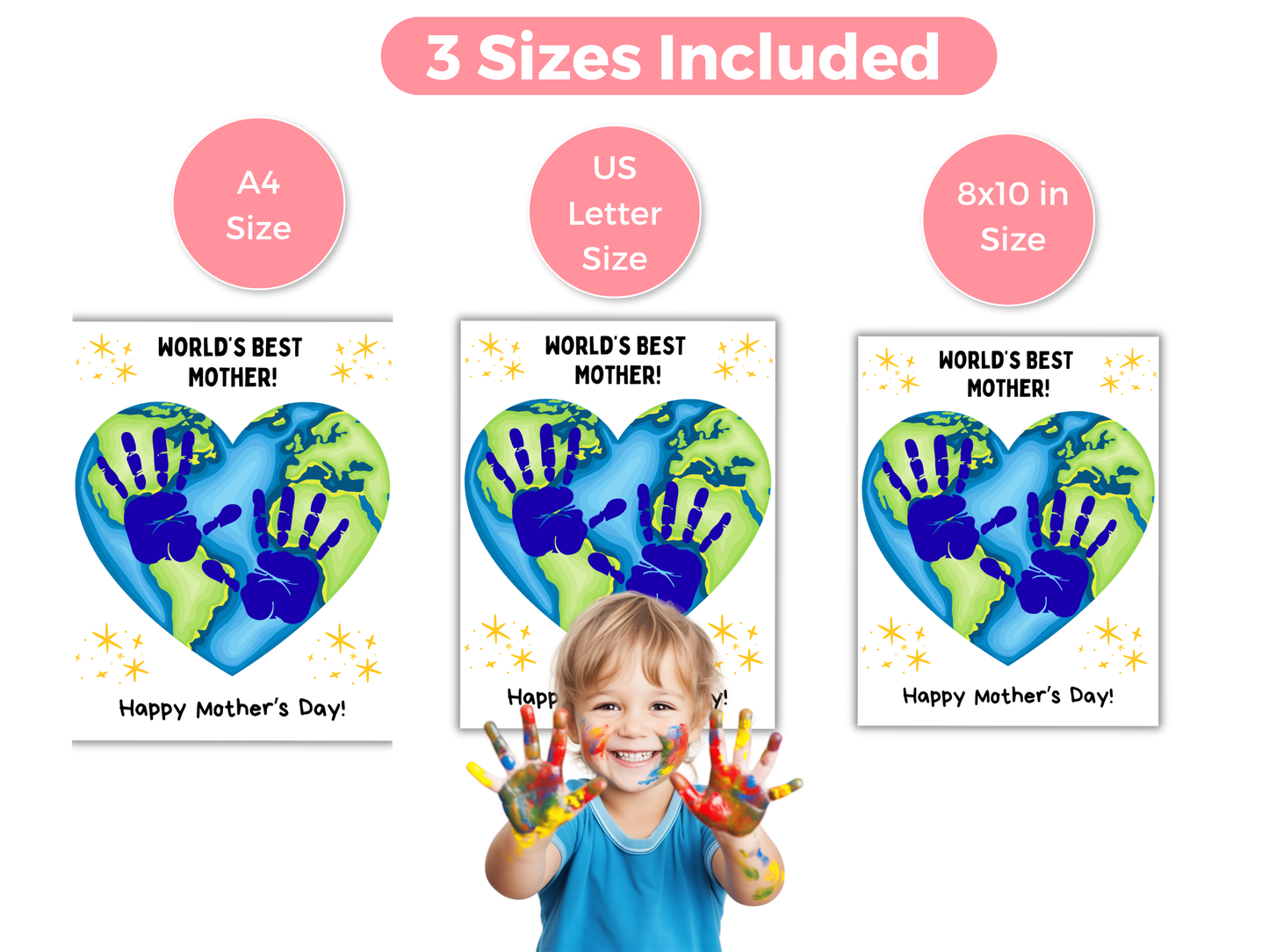 Happy Mothers Day World's Best Handprint Art