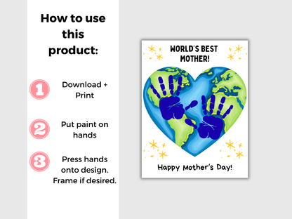 Happy Mothers Day World's Best Handprint Art