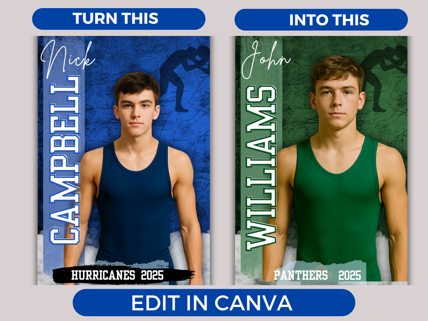 Editable Senior Wrestling Banner Template