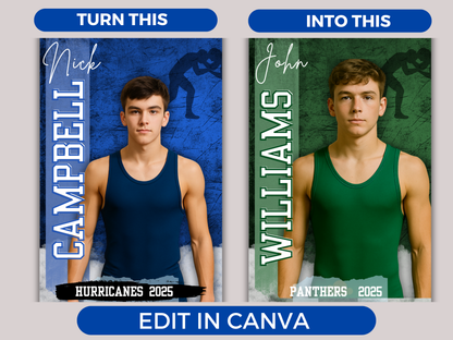 Editable Senior Wrestling Banner Template