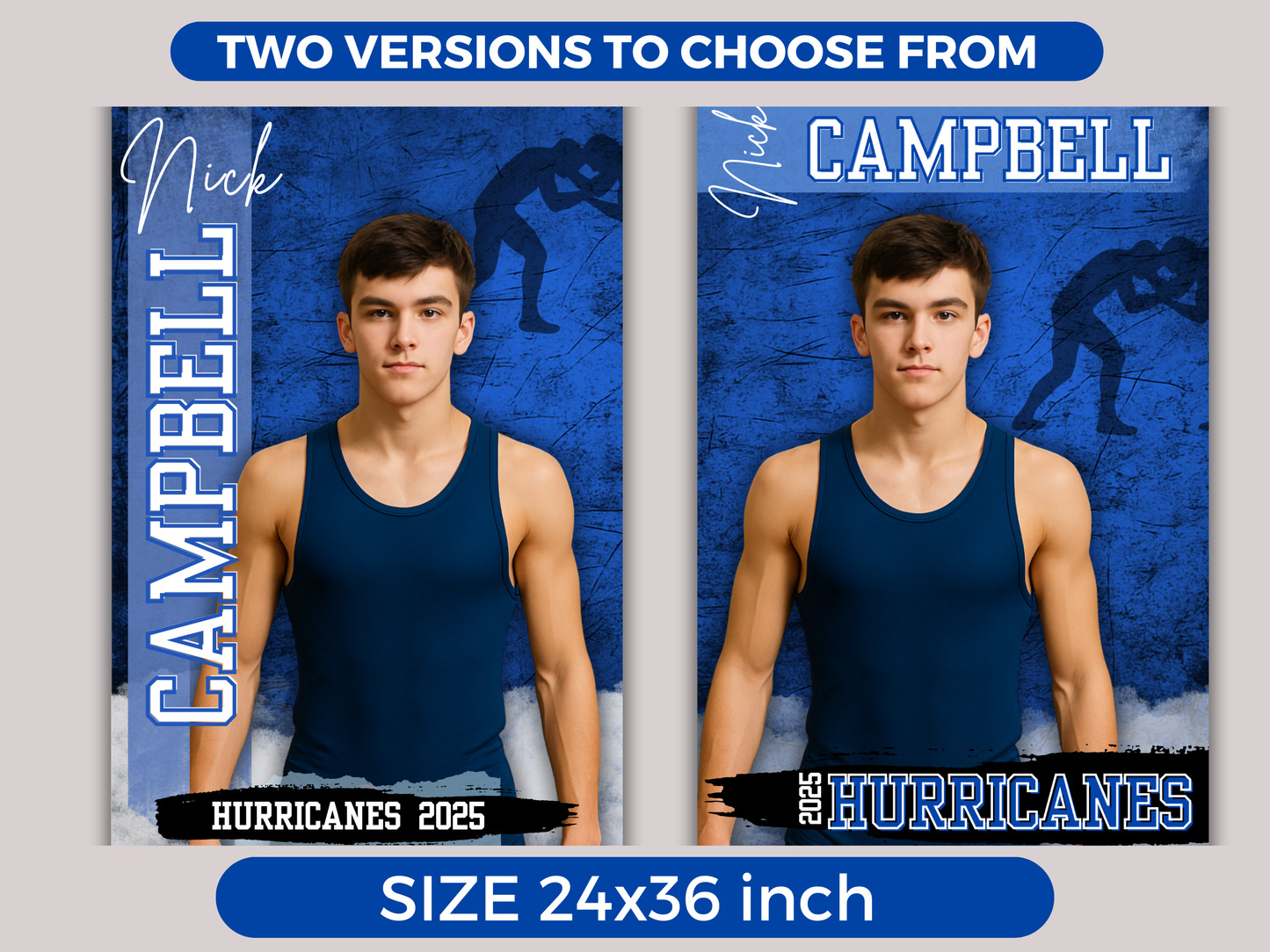 Editable Senior Wrestling Banner Template