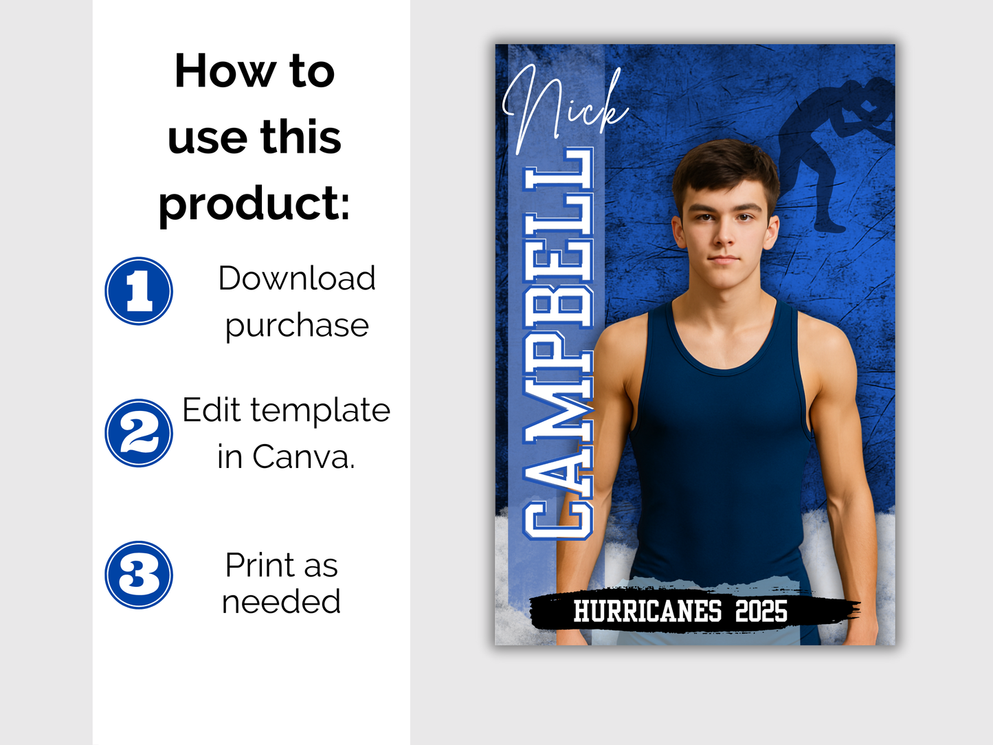 Editable Senior Wrestling Banner Template