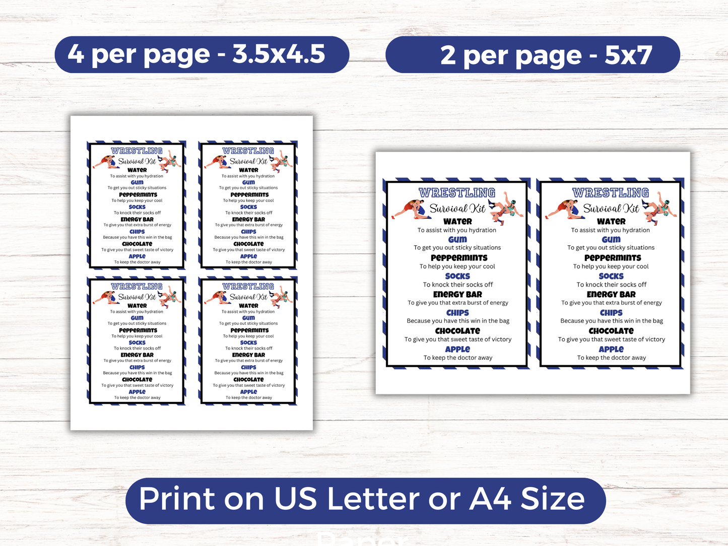 Editable Wrestling Survival Kit Gift Tag Template