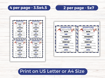 Editable Wrestling Survival Kit Gift Tag Template
