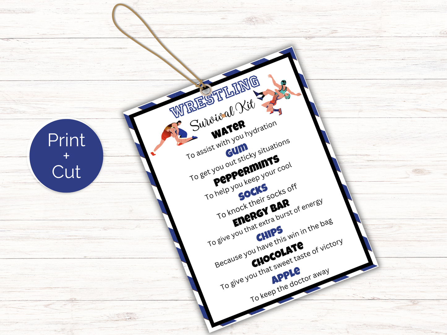 Editable Wrestling Survival Kit Gift Tag Template
