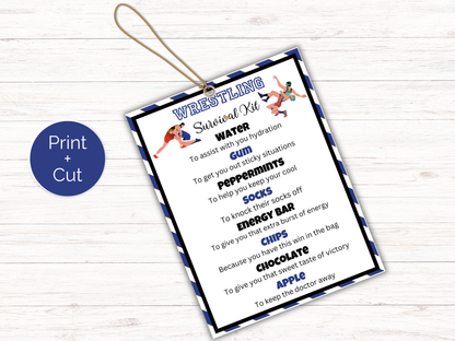 Editable Wrestling Survival Kit Gift Tag Template