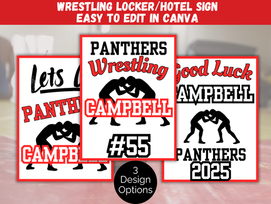 Editable Wrestling Locker Sign Template