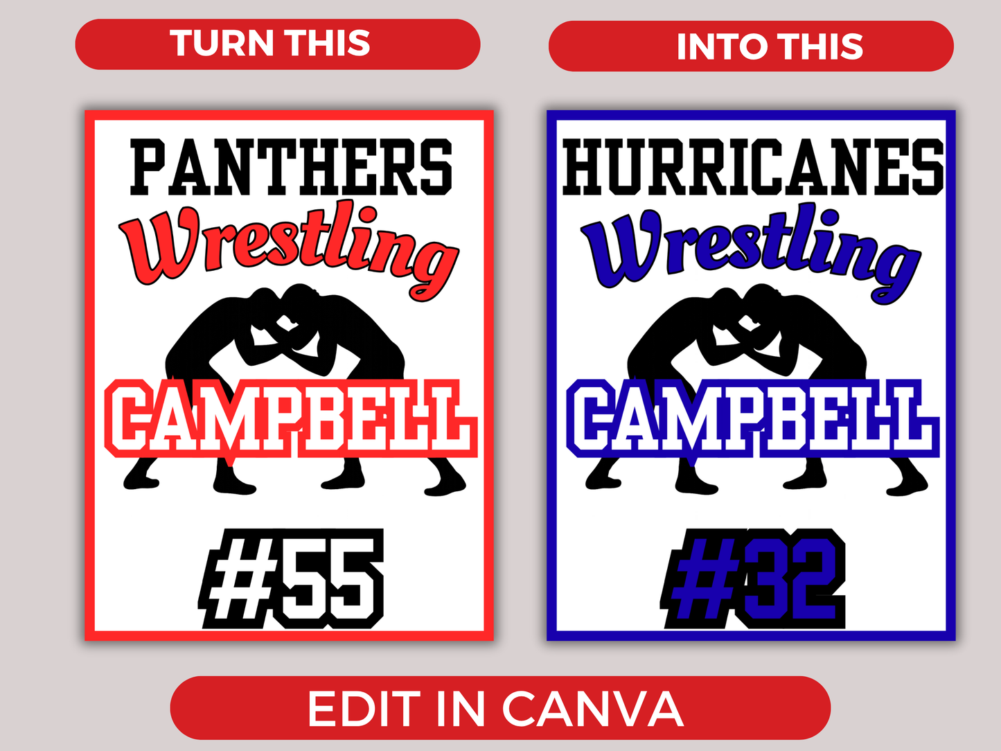 Editable Wrestling Locker Sign Template
