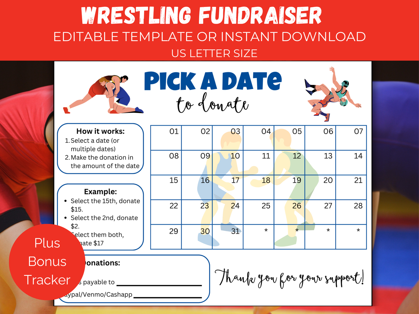 Editable Wrestling Pick A Date
