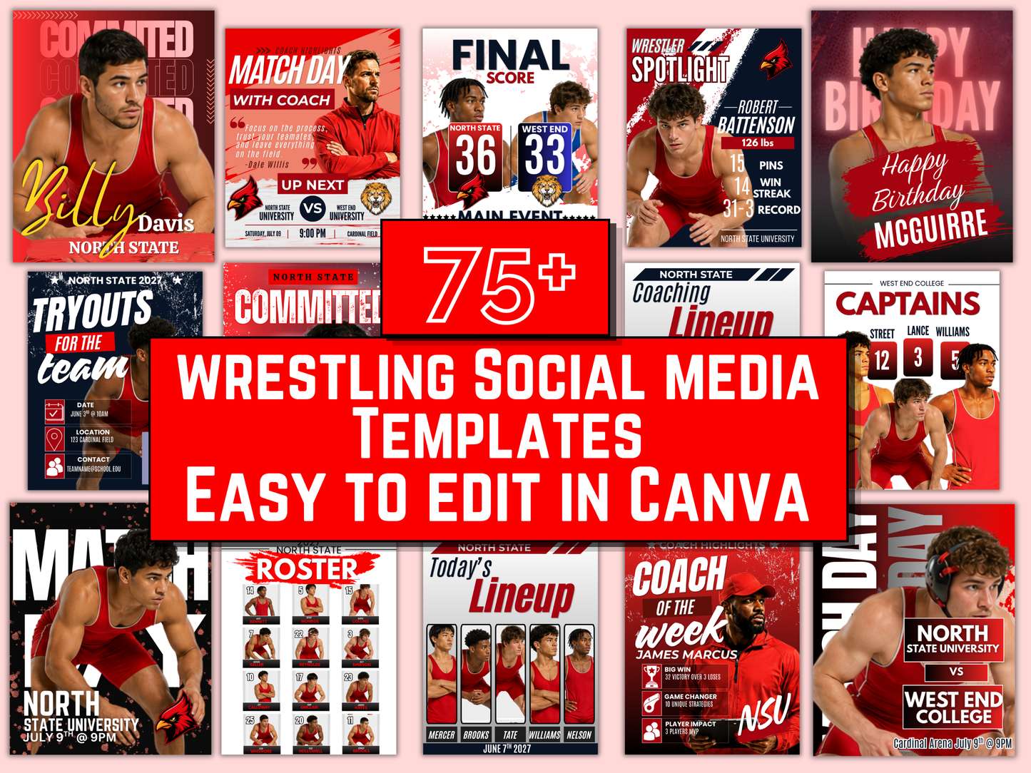 Wrestling Social Media Templates Bundle