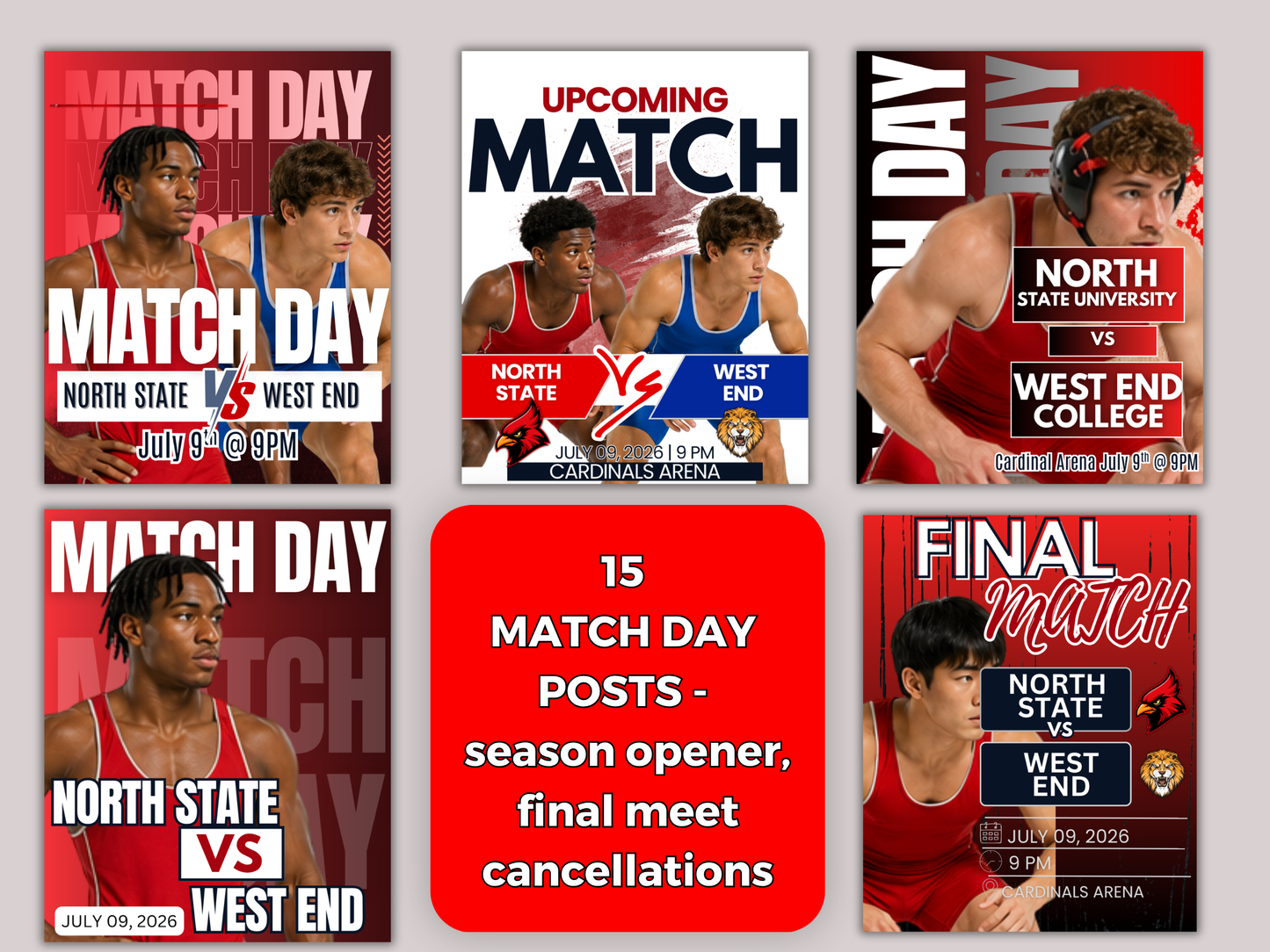 Wrestling Social Media Templates Bundle