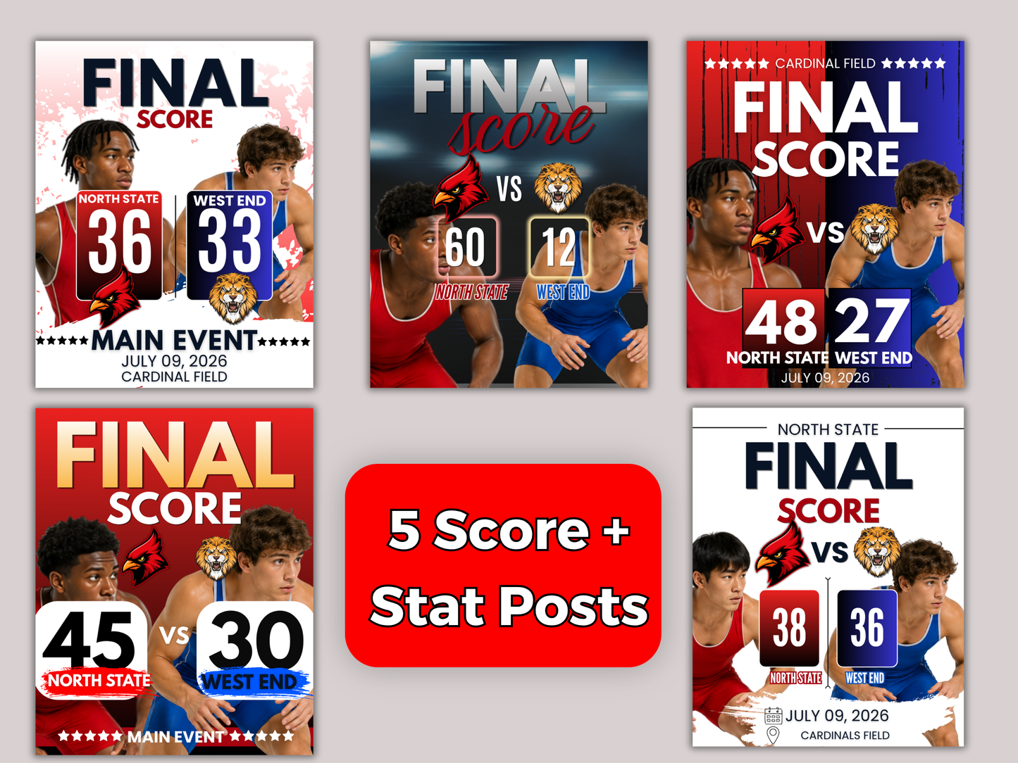 Wrestling Social Media Templates Bundle