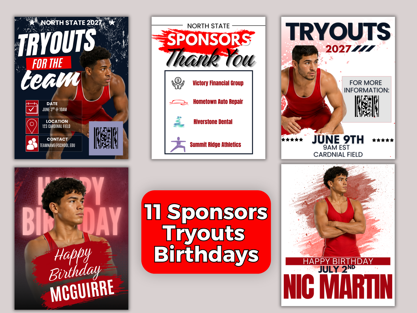 Wrestling Social Media Templates Bundle