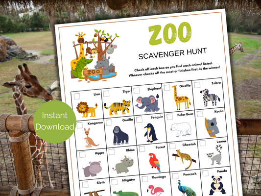 Zoo Scavenger Hunt for kids