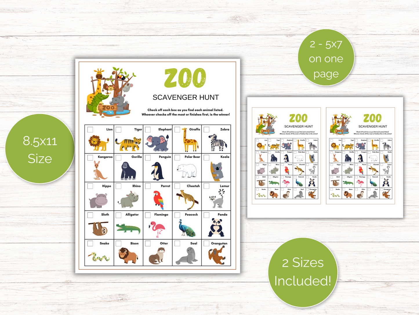 Zoo Scavenger Hunt for kids